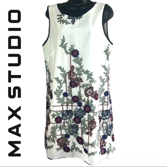 Max Studio Floral Embroidery Sleeveless Women’s Dress Size M - Picture 1 of 14